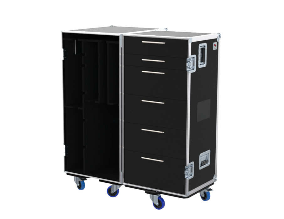 SANTOSOM MICROPHONE STANDS Flight case PRO-2B, 10x Stands + 8x Roundbases + 6x Drawers