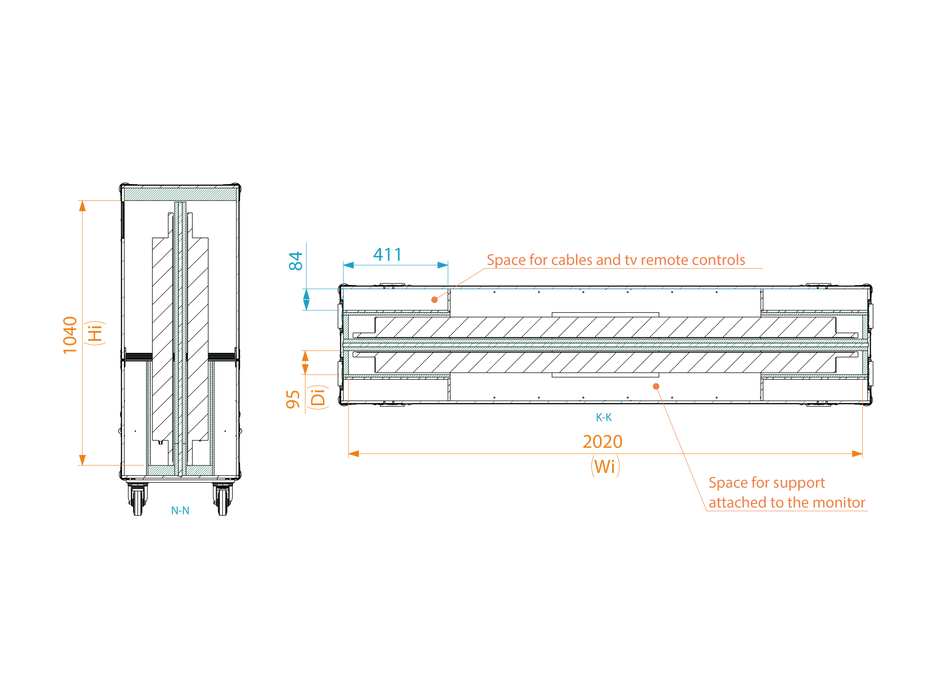 SANTOSOM Display Flight case PRO, 2x Screens (2020x120x1070 UID)