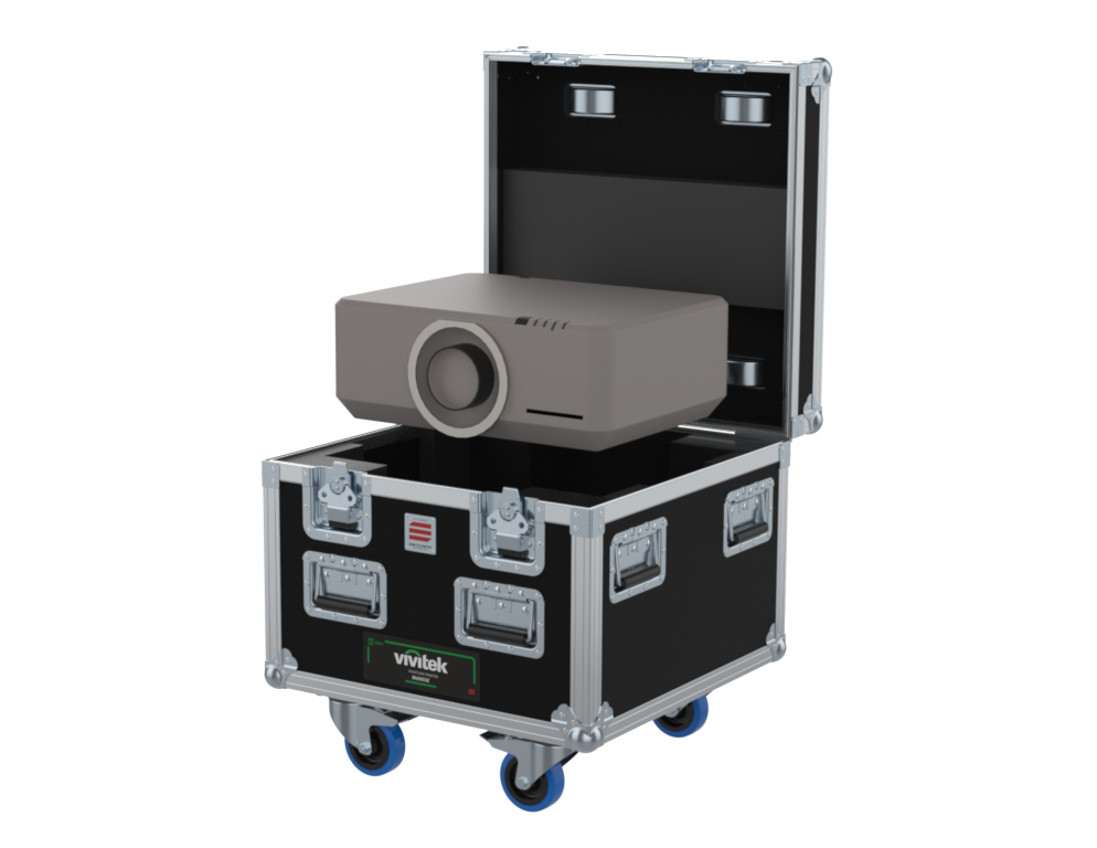 Santosom Video Projector Flight case simple, Vivitek DU5053Z (lens on)