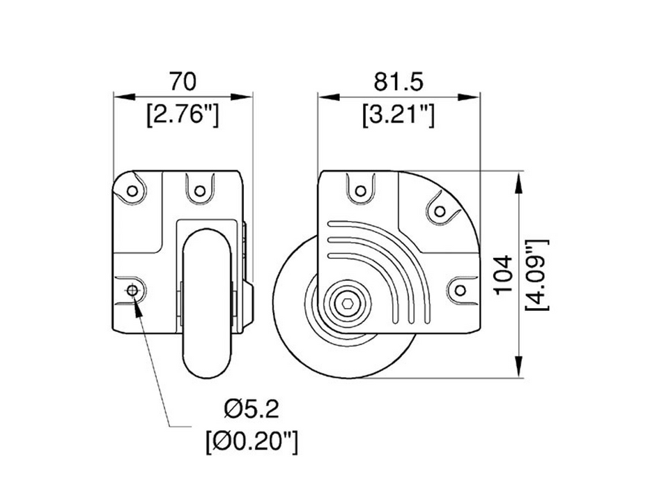Penn Hardware  Recessed Corner Castor With soft Wheel 75 mm - Blue