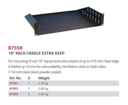 Adam Hall Hardware  Rack cradle 19" 3 U 375mm D