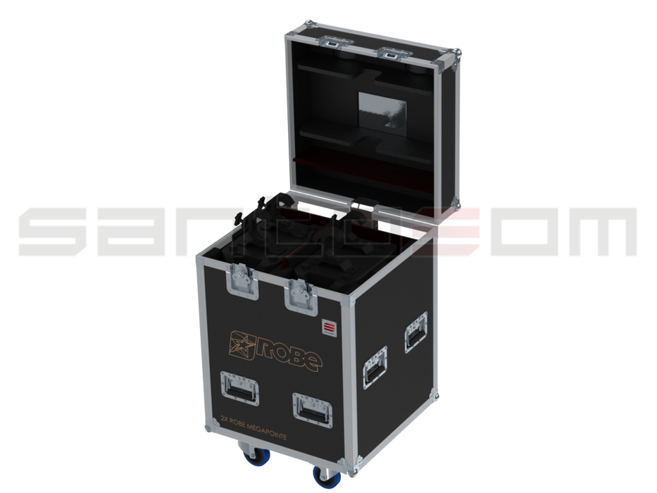 Santosom Moving Head  Flight case PRO, 2x Robe MegaPointe (clamps on)