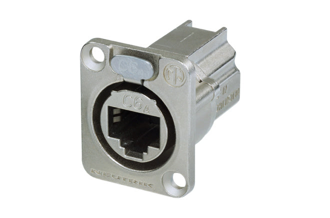 EtherCON  D-shape CAT6A panel connector, Nickel housing