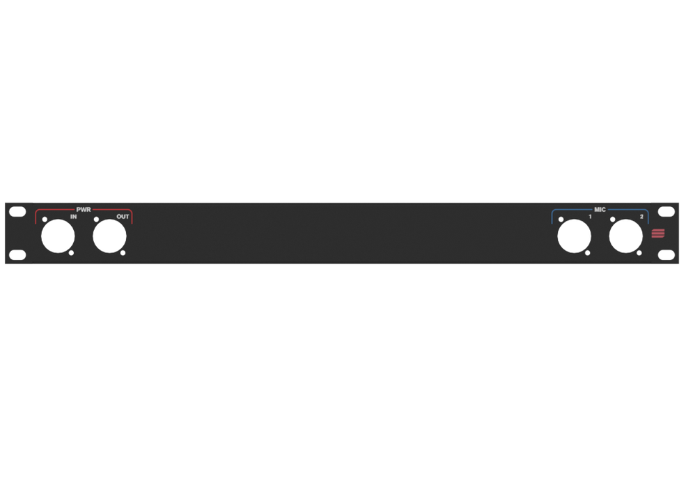 Santosom HARDWARE Rack Panel 1U, 4 D-Size (PowerIn, PowerOut, Mic1,Mic2)