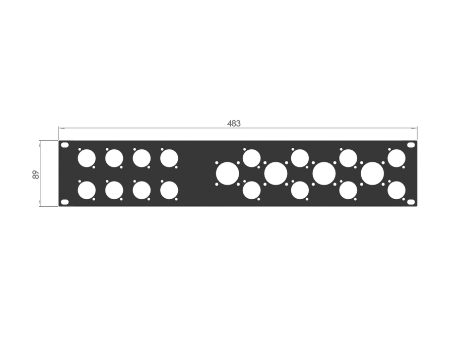 SANTOSOM HARDWARE  Rack Panel, 2U 16x D-size 4x G-size