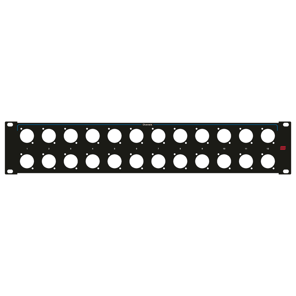 Santosom HARDWARE Rack Panel 2U, 24x D-Size (1-12 Parallel)