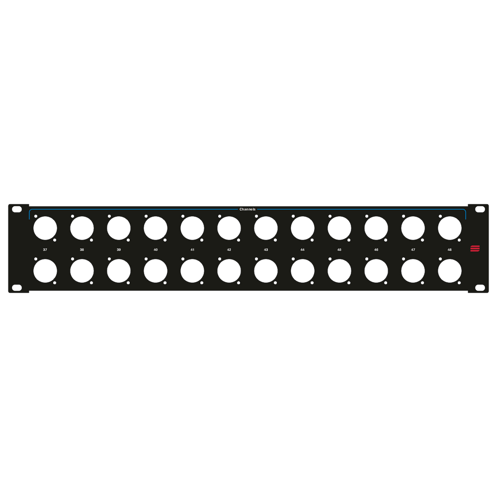 Santosom HARDWARE Rack Panel 2U, printed, 24x D-Size (37-48 Parallel)