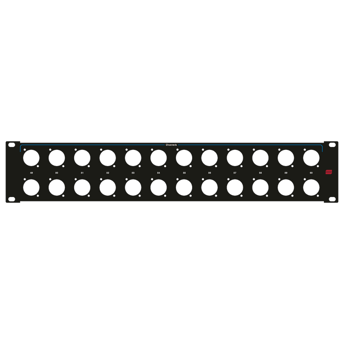 Santosom HARDWARE Rack Panel 2U, printed, 24x D-Size (49-60 Parallel)