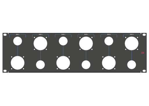 ADAM HALL HARDWARE Rack Panel 3U, printed, 6x SUB (1~6)