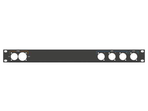 Santosom HARDWARE Rack panel 1U, printed (PWR, AES1,2,3, ETH)