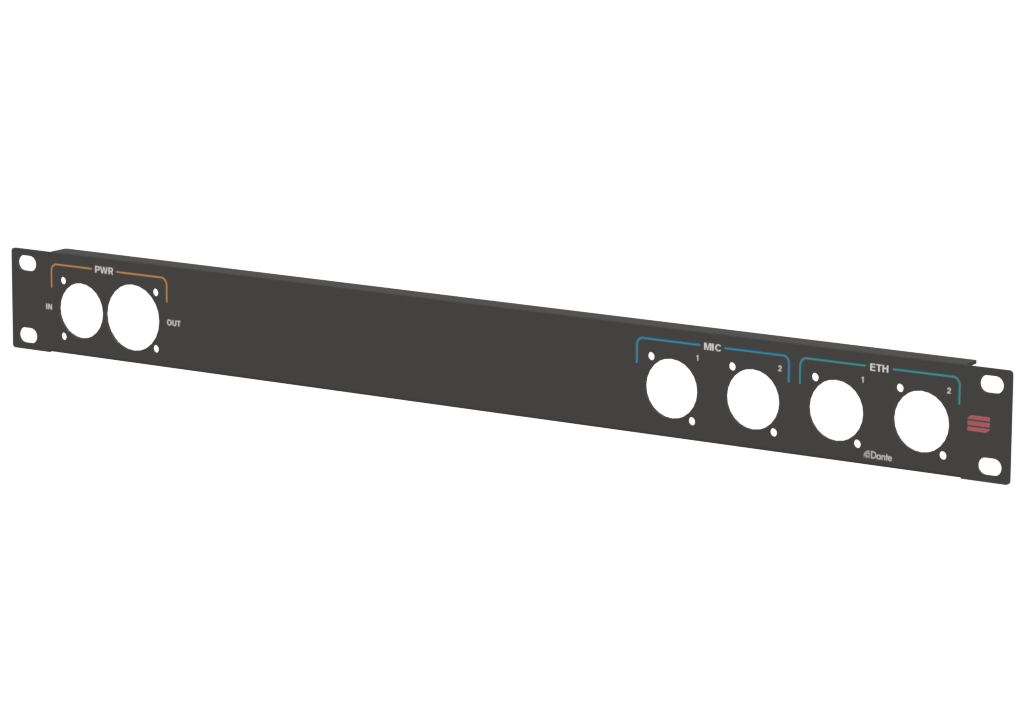 Santosom HARDWARE Rack panel 1U, printed (PWR+2 MIC+2 RJ45)