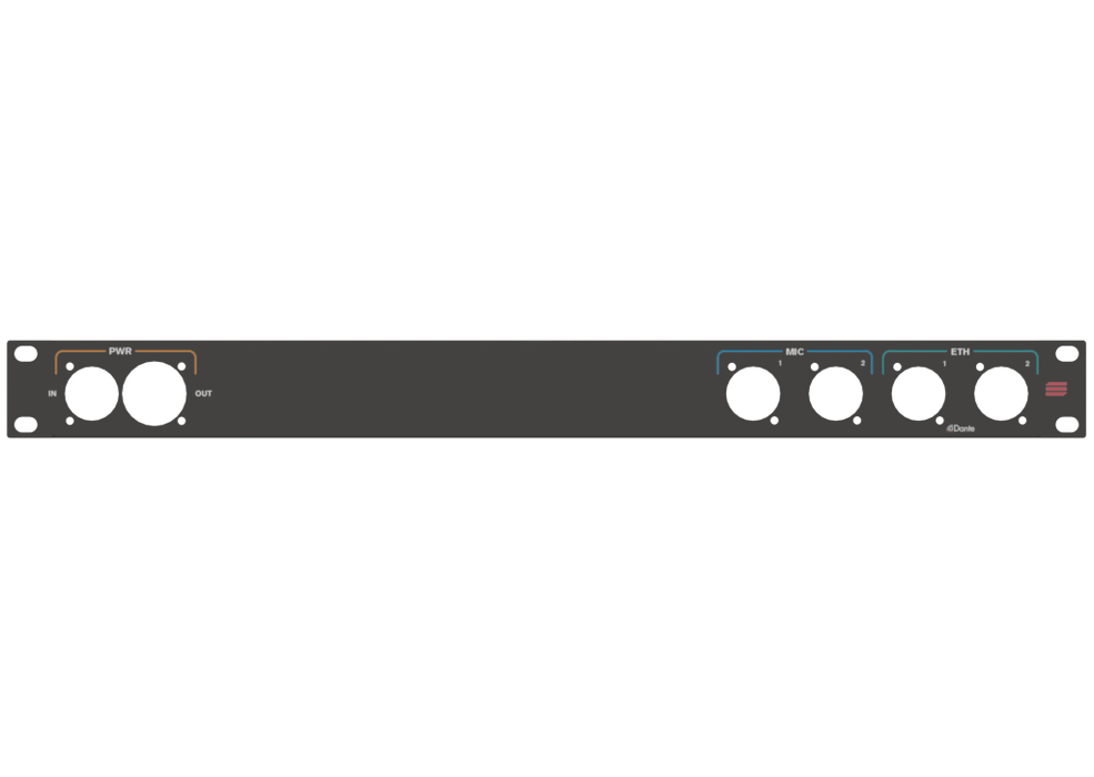 Santosom HARDWARE Rack panel 1U, printed (PWR+2 MIC+2 RJ45)