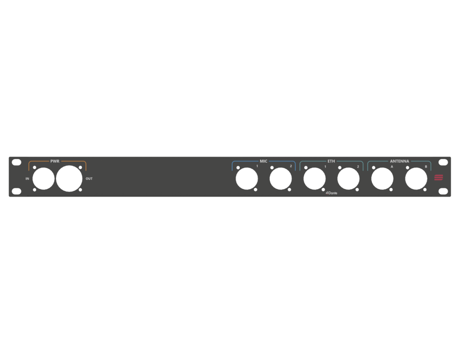 Santosom HARDWARE Rack Panel 1U,printed, True1, 6x D-Size (PWR, MIC, ETH, BNC)