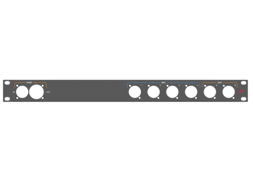 Santosom HARDWARE Rack panel 1U, printed (PWR, MIC 1~4, BNC)