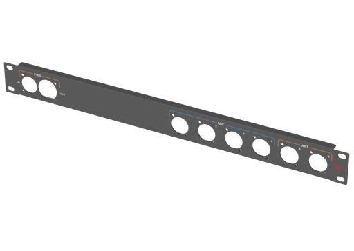 Santosom HARDWARE Rack panel 1U, printed (PWR, MIC 1~4, BNC)