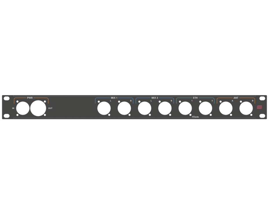 Santosom HARDWARE Rack Panel 1U, printed, (PWR, MIX 1-2, ETH, BNC)