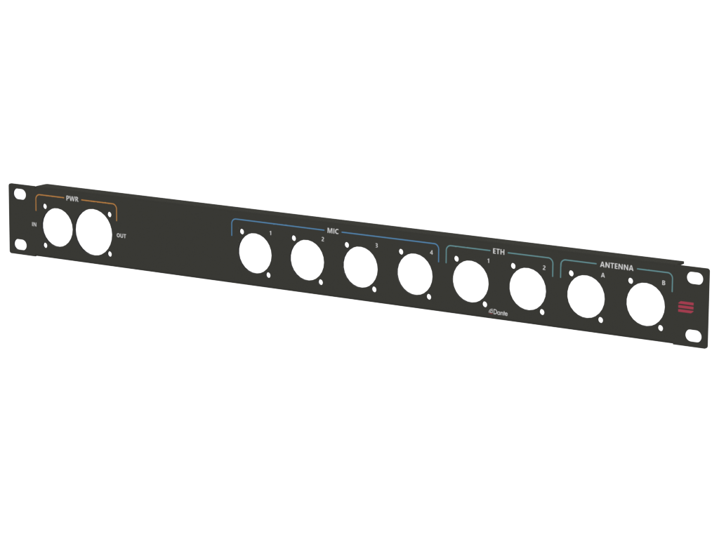 Santosom HARDWARE Rack Panel 1U, printed, True1 in/out, D-Size (PWR, MIC 1-4,