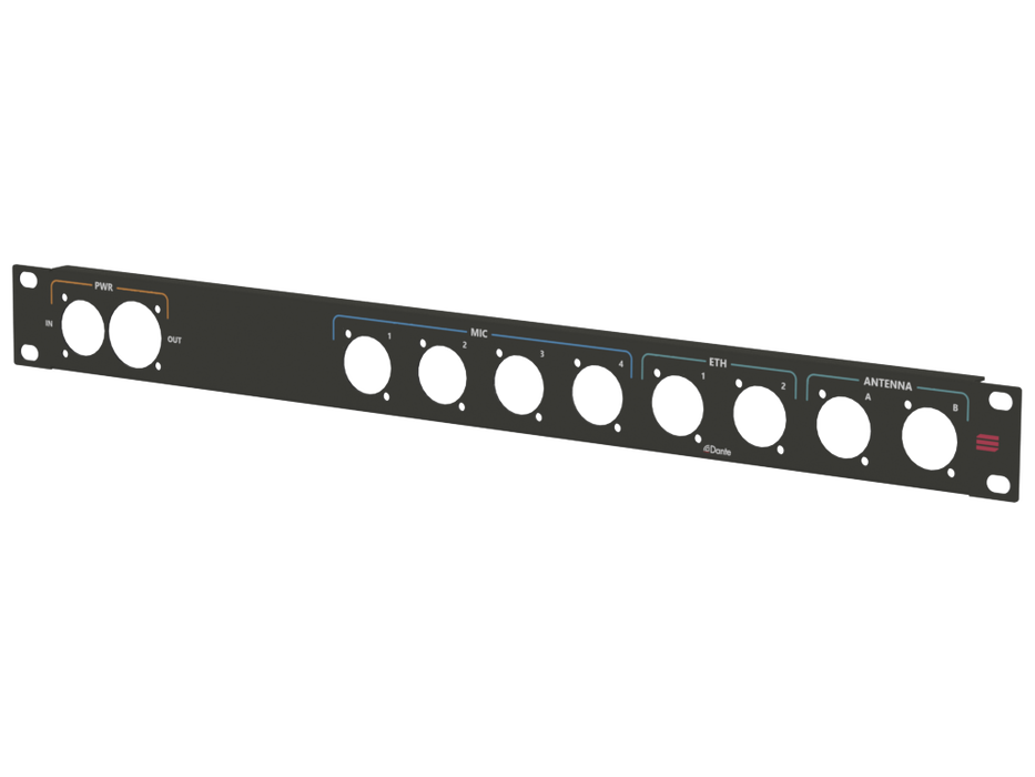 Santosom HARDWARE Rack Panel 1U, printed, True1 in/out, D-Size (PWR, MIC 1-4,