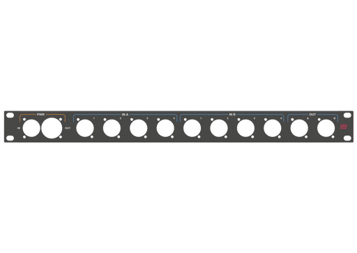 Santosom HARDWARE  Rack Panel 1U, printed, True1 + 10x D-Size (PWR, In, Out)