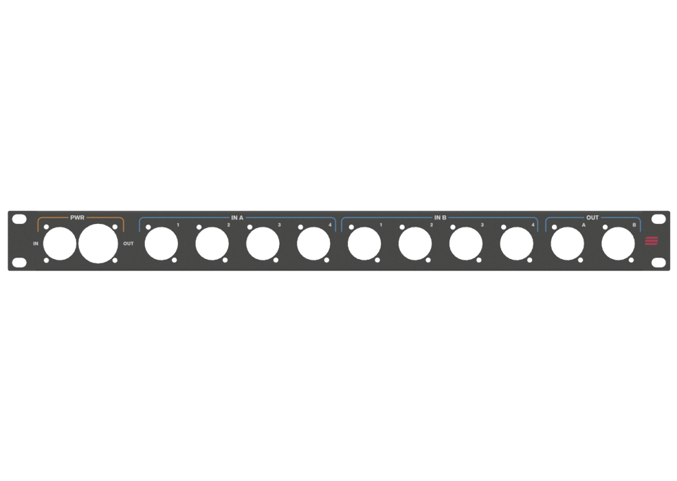 Santosom HARDWARE  Rack Panel 1U, printed, True1 + 10x D-Size (PWR, In, Out)