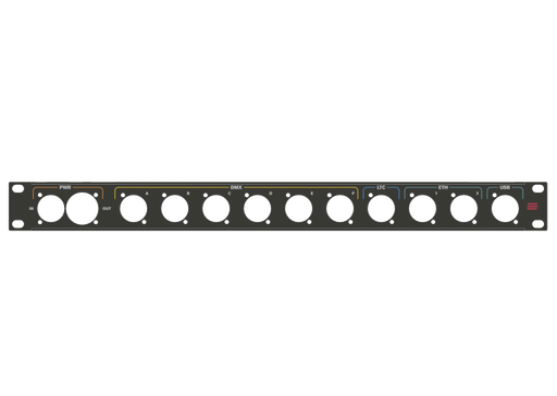 Santosom HARDWARE  Rack Panel 1U, printed, (PWR, DMX, LTC, ETH, USB)