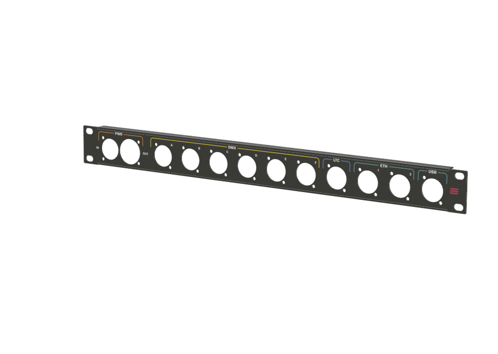 Santosom HARDWARE  Rack Panel 1U, printed, (PWR, DMX, LTC, ETH, USB)