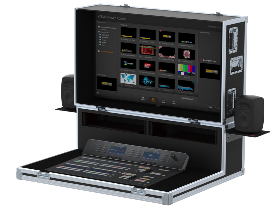 Santosom Video Controller  Flight case, Production mixer BlackMagic ATEM 2ME + Monitor
