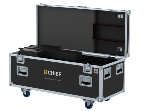 Santosom   Flight case, 2x Chief PRSU Portable Flat Panel Stand